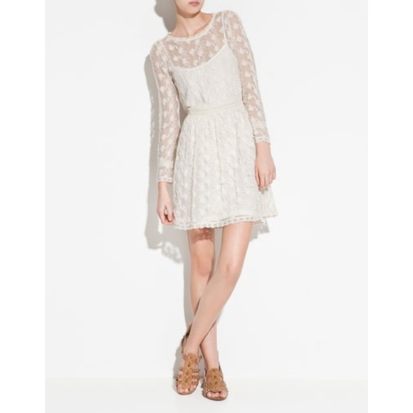 zara cream lace dress